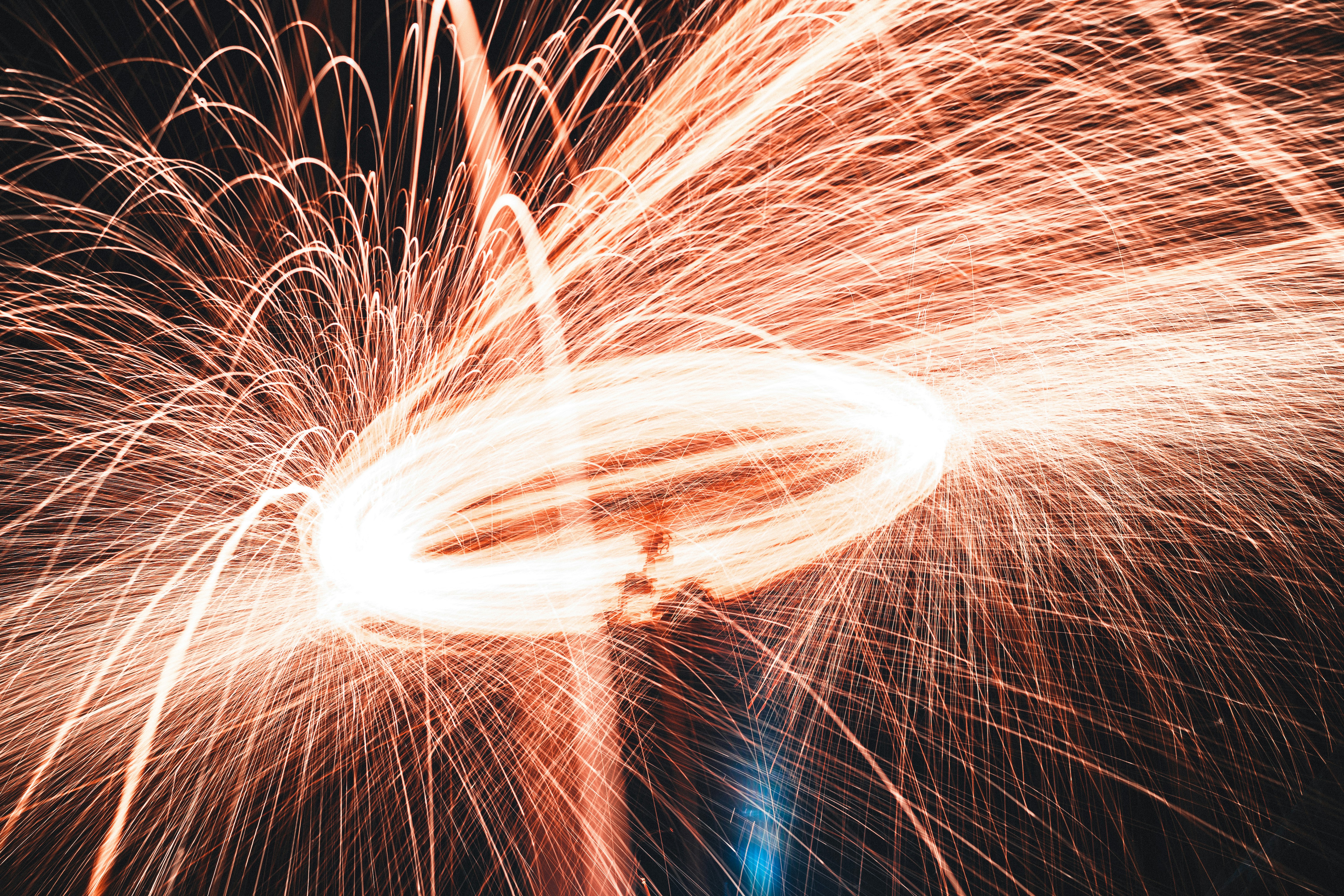 steel wool photography of fireworks
